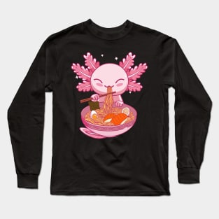 Kawaii Axolotl Ramen Long Sleeve T-Shirt